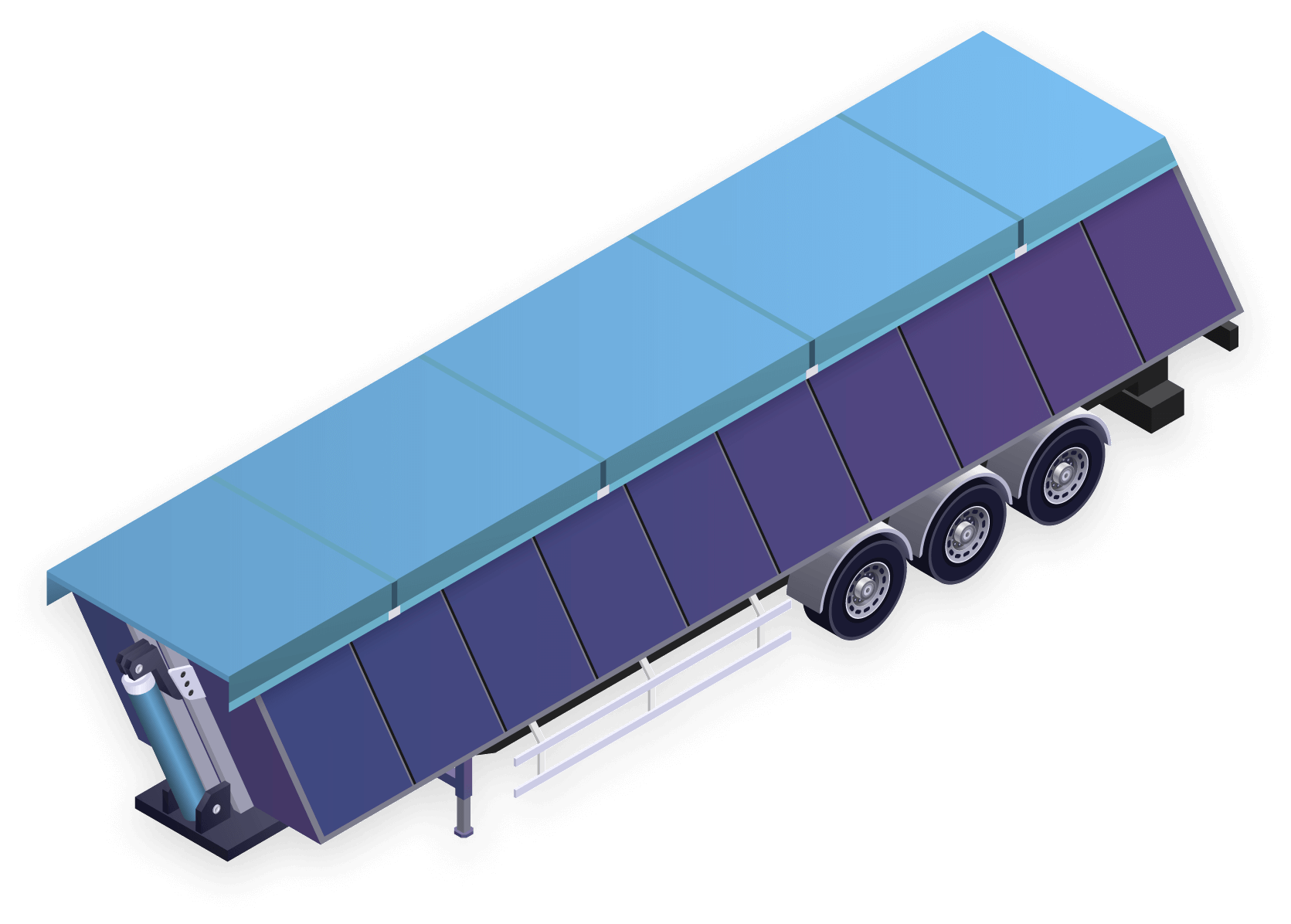 Isometric illustration of a tipper semi trailer