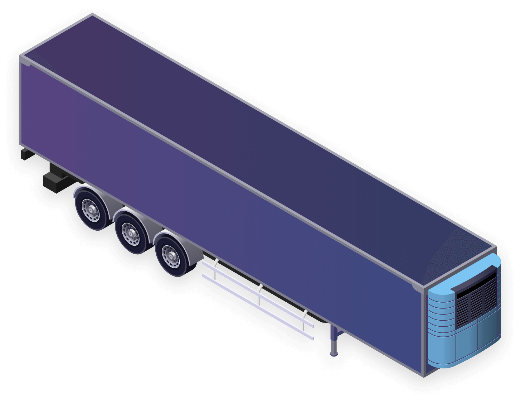Isometric illustration of a refrigerated semi trailer
