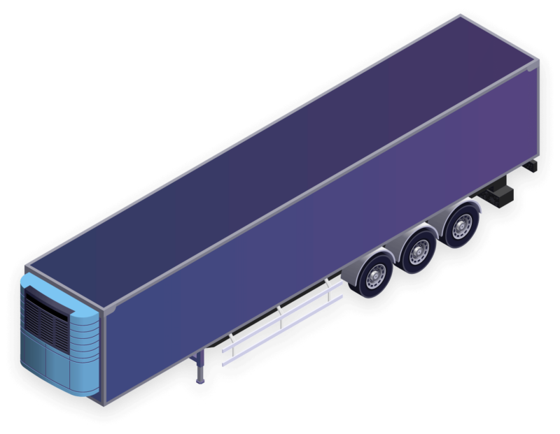 Isometric illustration of a refrigerated semi trailer