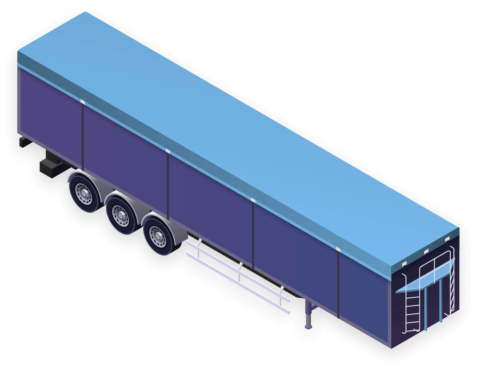 Moving floor semi trailer isometric illustration
