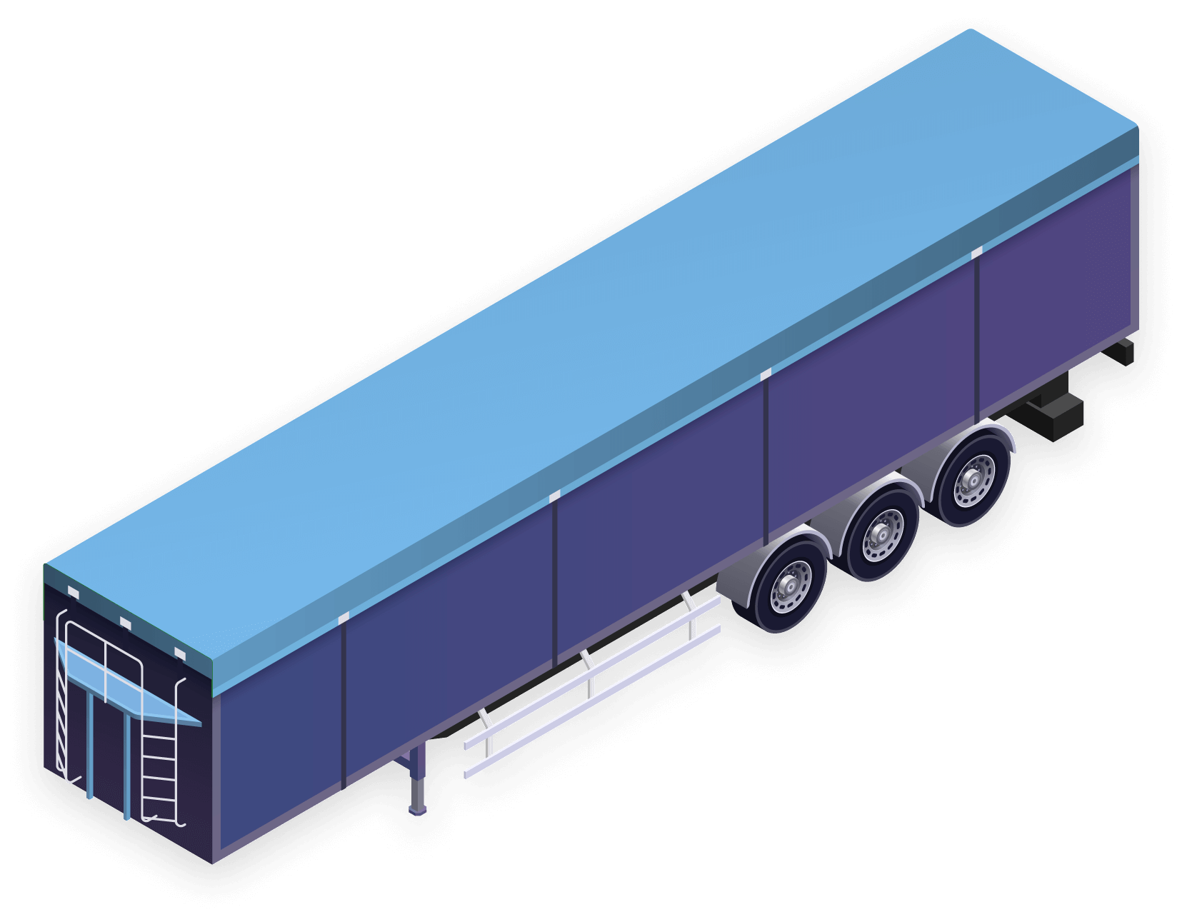 Isometric illustration of a moving floor semi trailer